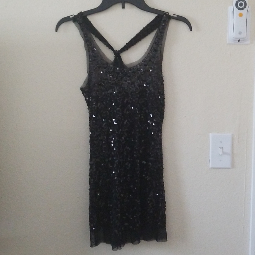 Sexy Black Mesh sequin  Tunic/Mini